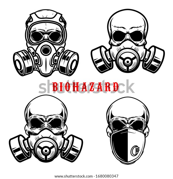 Set Illustration Human Skull Gas Mask Stock Vector (Royalty Free ...