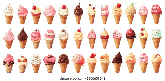 set of illustration of ice cream. isolated on a transparent background. eps 10