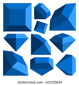 set of illustration icon for square diamond shape in multiple perspectives