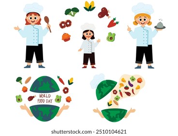 Satz von Illustrationssymbolen, Vektorwelt Ernährungstag