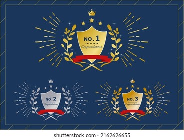 set illustration of laurel leaf  and emblem ranking icon