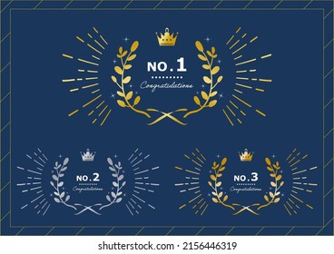 set illustration of laurel leaf ranking icon
