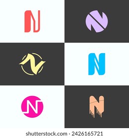 SET ILLUSTRATION LETTER N GEOMETRIC LOGO ICON FLAT COLOR TEMPLATE SIMPLE MINIMALIST ELEMENT DESIGN SIMPLE VECTOR GOOD FOR APPS, BRAND 
