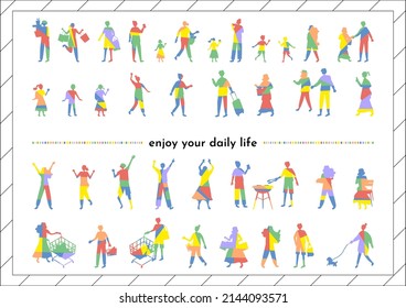 set illustration of lifestyle people