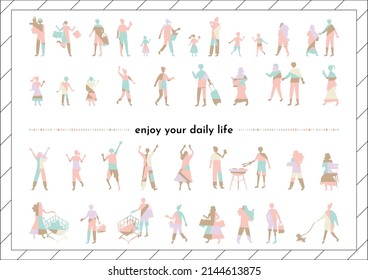 set illustration of lifestyle people