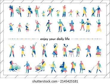 set illustration of lifestyle people