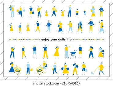 set illustration of lifestyle people