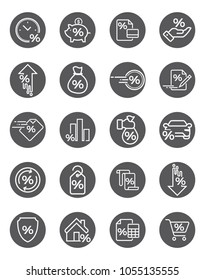 Set of illustration Loan Related Vector Line Icons. Contains such Icons as Interest Rate, Investment Plan, Percentage Diagram and more.