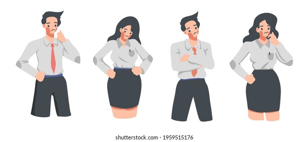 Set of illustration man Doubting. Business Concept cartoon flat lifestyle vector illustration