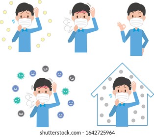 Set Illustration Man Wearing Mask Stock Vector (Royalty Free ...