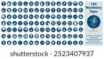 Set Illustration of Mandatory Safety Signs meet ISO 7010 Standards. Contain standards plus alternative icons, CMYK mode ready for printing. Maintain 100% color accuracy as per ISO 7010 guideline.