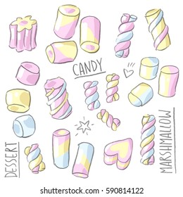 Set illustration with marshmallow and lettering