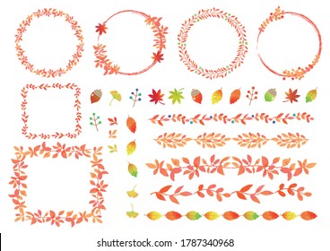 Set illustration of material of autumn motif.