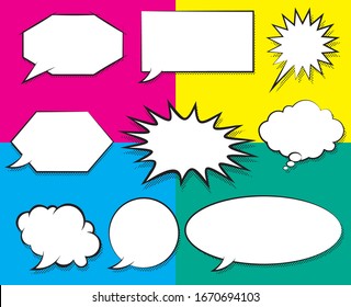 Set of illustration material of hand-drawn comment balloon (text box), with shadow of dots.