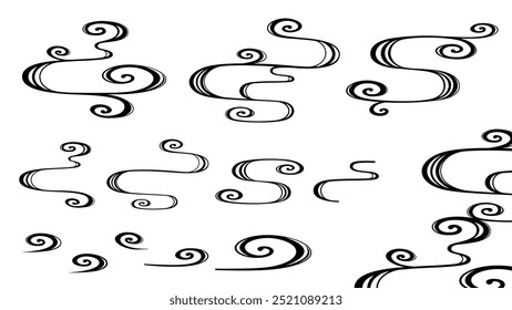 Set of illustration materials of flowing water silhouettes