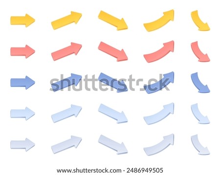 Set of illustration materials of three-dimensional cute arrows
