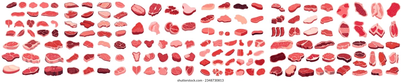 set of illustration of meat. isolated on a transparent background. eps 10