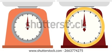 Set of Illustration of a Mechanical Kitchen Scales