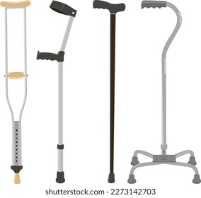 Set of illustration of metal crutches vector