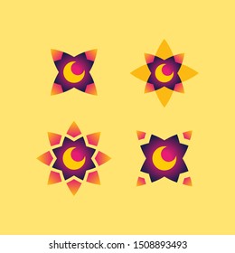 Set of illustration the moon in the star