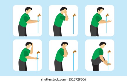 Set Illustration Of Muslim Ablution Position