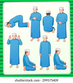 set illustration of Muslim praying position