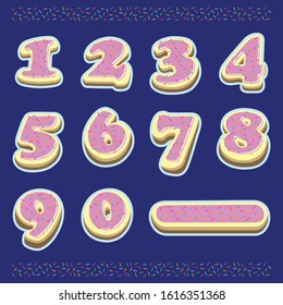 Set of illustration of numeric Donuts