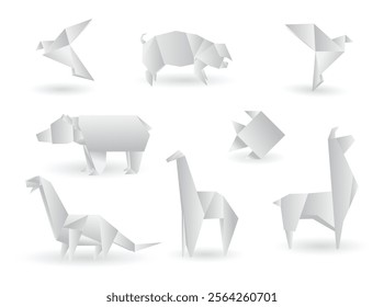 Set Illustration of Paper Origami Animal Collection