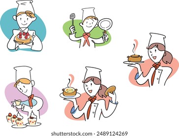 A set illustration of a pastry chef.