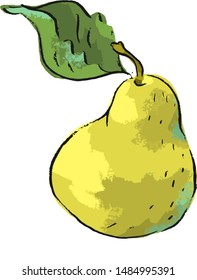 Set illustration with pears and leaves
