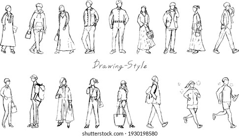 Set Illustration Of Pencil Drawing Lifestyle People Everyday People