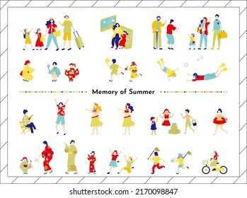 set illustration of people enjoying summer