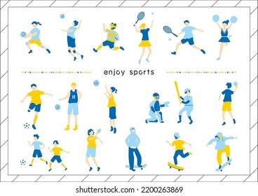 set illustration of people enjoying various sports