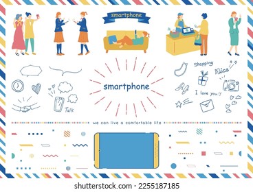 set illustration of people using smart phones