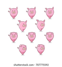 Set Illustration of Pigs, funny and cute character. perfect for your personal business and related.