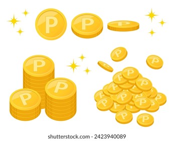 Set illustration of point coins