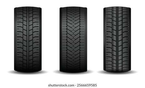 Set illustration of Realistic Car Tire Tread Patterns isolated  