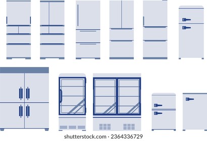 Set illustration of refrigerators of various shapes