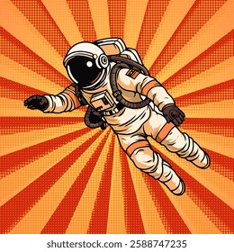 set illustration retro vintage space exploration astronaut