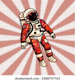 set illustration retro vintage space exploration astronaut