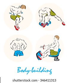 Set of a Illustration shows a Body-building?