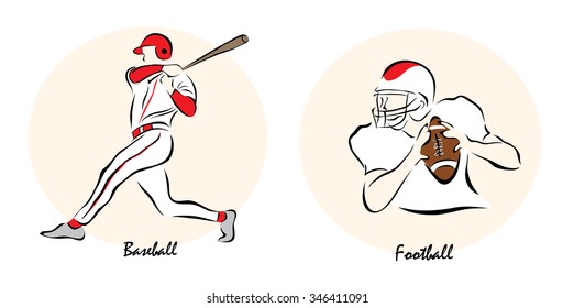 Set of a Illustration shows a Summer Olympic Sports. Baseball and football?