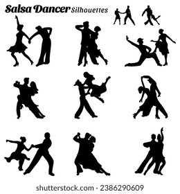 Satz von Illustration Silhouette salsa Dancer Silhouetten