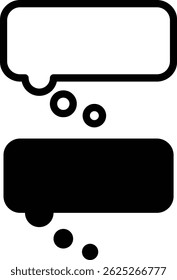 Una ilustración de conjunto de simples burbujas de discurso en blanco y negro e iconos de pensamiento. Se puede utilizar para chatear, conversaciones, pensamientos, mensajes, SNS y comunicación.