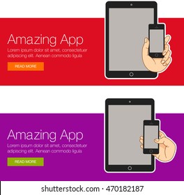 Set of illustration smartphone for banner, presentation, website. Presentation template of mobile screen. Cloud tools for business phone. Cloud technology and service for  media - stock vector