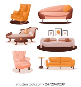 Set illustration of sofa or armchair