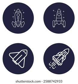 set illustration space exploration rocket