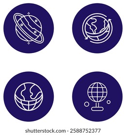set illustration space planet and globe