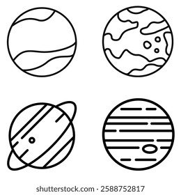 set illustration space planet, saturn and world