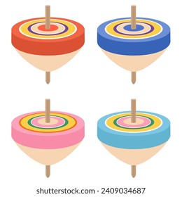 Set illustration of spinning top